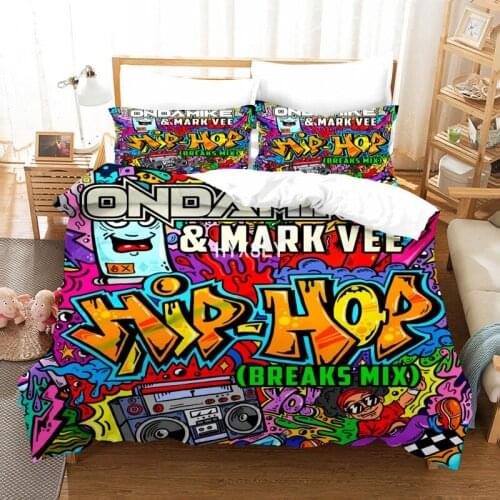 Graffiti Doodle Colorful Printing Bedding Set Cartoon Duvet Covers Kids Boy Teens 135*200 Twin Full Size 3D Bed Linen Comforter