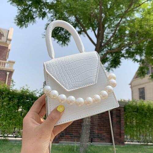 Designer Mini Phone Purses and Handbags Luxury Women 2021 Female Chain Pearl Crossbody Bag White Purple Green Shoulder Party Bag