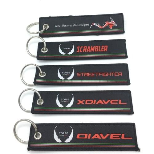 For Ducati Scrambler Streetfighter XDiavel Diavel Motorcycle Key Chain Woven Key Ring Tag Label Chain Black Car Keychain Motor