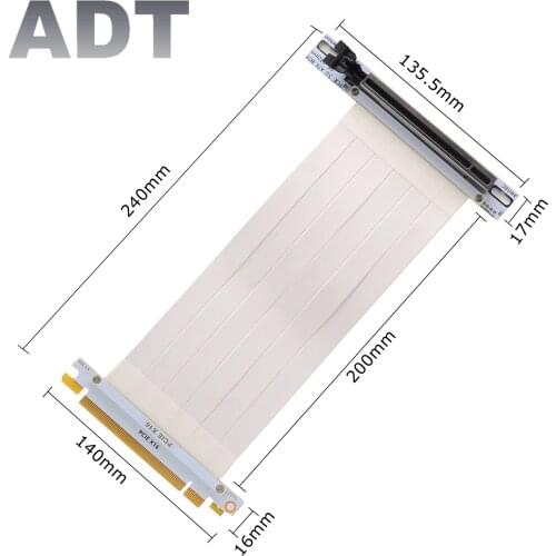 PCIE 3.0 16x Extreme Shielded High Speed Riser Cable | 90 Degree Socket White PCIe Riser Cable