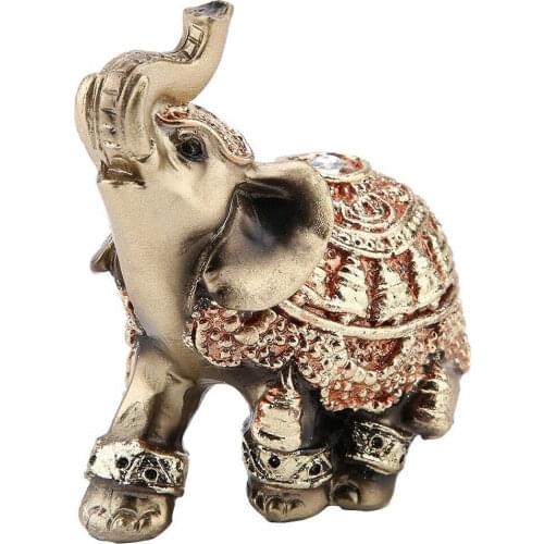 Elegant Elephant Statue Lucky Wealth Figurine Ornaments Gift Resin Craft for Home Office Desktop Elephant Decoration