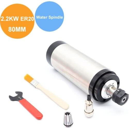CNC 2200W Water cooling Spindle Motor 220V 2.2KW 80mm ER20 water-cooled spindle Engraving Milling Machine with Wrench Brush