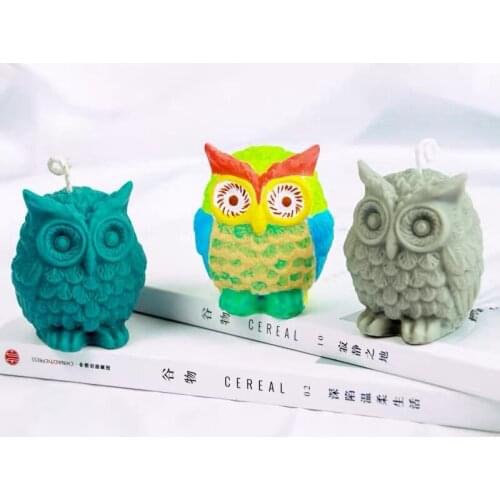 Candle Mould 3D Cute Owl Candle Molds for Plaster Essential Oil Spreading Gypsum Soap Mold