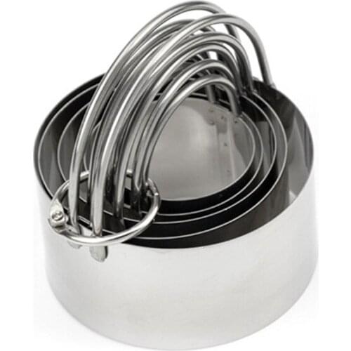 Hot 5 Pcs Biscuit Cutter with Handle - Stainless Steel Round Circle Donut Cutter Cookie Cutter Baking Molds 5 Sizes