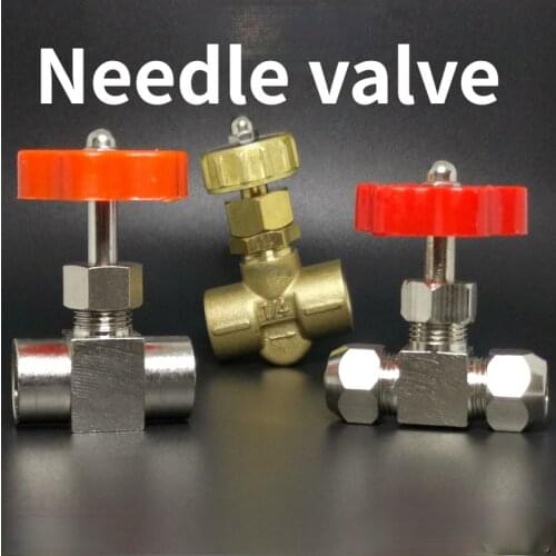 1PCS Needle valve 2 points 1 / 4 pneumatic valve flow regulation 1 / 8 1 points ferrule copper pipe 68 10 12 mm
