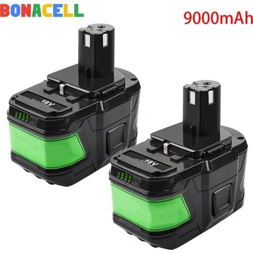 Bonacell 18V 9000mAh Li-Ion P108 P 108 For Ryobi Battery RB18L40 P2000 P310 for BIW180 L30 Rechargeable Battery