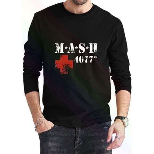 M.A.S.H. Us Army 4077 Logo Classic Black T-Shirt 2021 Newest Summer Mens Long Sleeve Popular Tees Shirt Tops Novel Unisex