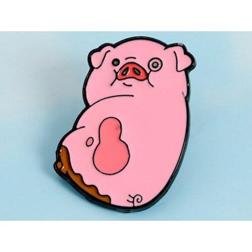 Cartoon Anime Waddles Pink Pig Enamel Brooch Pin Backpack Hat Bag Lapel Pins Badges Women Mens Fashion Jewelry Accessories