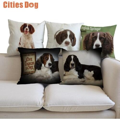 English Springer Spaniel Decorative Cushion Animal dog Pillows cojines 45x45 decoracion Dogs pattern throw Car Pillow Cushions