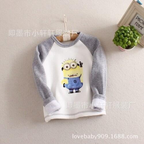 2020 new boys girls winter sweatshirts cartoon villain printing plus thick velvet long-sleeved hoodie kids