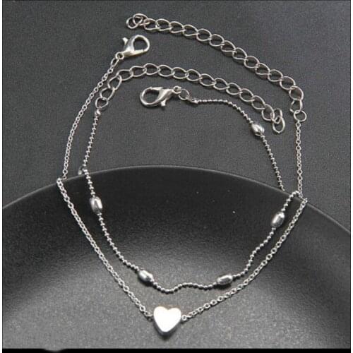 Simple Heart Female Anklets Barefoot Crochet Sandals Foot Jewelry Leg New Anklets On Foot Ankle Bracelets For Women Leg Chain