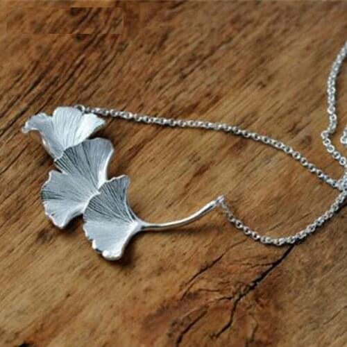 New best selling Silver Color fresh natural ginkgo leaf necklace girls birthday gift handmade creative Korea