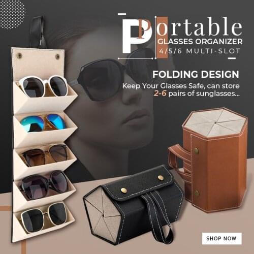 Portable Glasses Organizer Multi-slot Eyeglasses Storage Display Folding Sunglasses PU Leather Case Home Storage Dropshipping