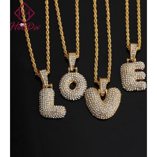 Europe and America Hip Hop Men Women Letter Necklace 2021 New Fashion Gold Alloy Set Auger Jewelry on the Neck Lovers Necklaces