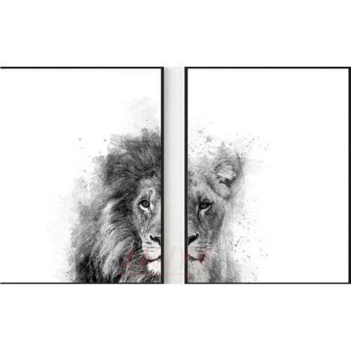 Full Square/Round 5D Diamond Painting Couple lions Pattern Diamond Embroidery Animal Mosaic Rhinestones Art Stickers Decor DF384