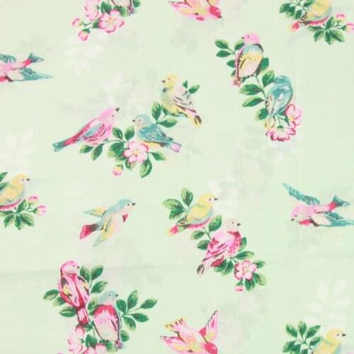 Half meter thin cotton fabric with Northern Europe flower bird print, handmade DIY garment dress children cloth 100% cotton B407