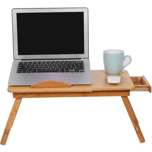 Portable Laptop Desk Retractable Bamboo Rack Shelf Dormitory Bed Lap Desk Two Flowers Book Reading Tray Stand