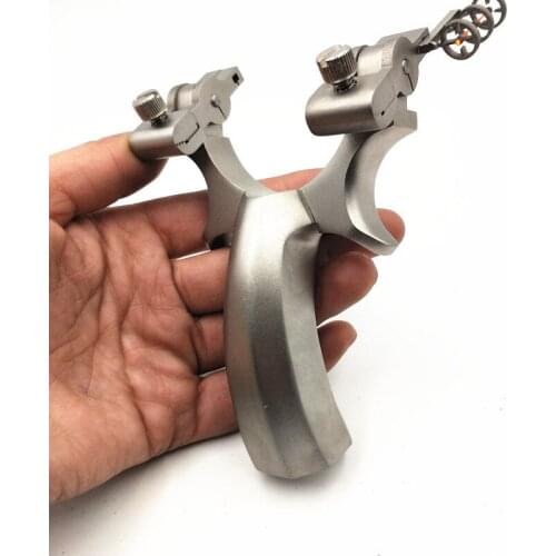 Boys Toys Integral Stainless Steel Flat Leather Fast Pressing Precision Slingshot Rubber Band Catapult caza Outdoor Games