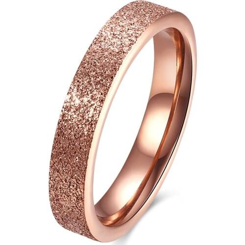 Romantic CZ 316L Titanium Steel Ring Female Rose Gold Color Simple Wedding Bands Round Finger Ring For Women Bijoux Custom Ring