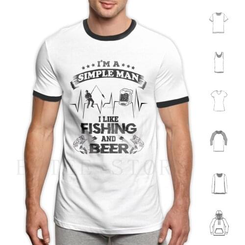 Angler Likes Fishing & Beer. Heartbeat Fishing Motif Fisherman T Shirt Cotton Men Diy Print Fisherman Angler Fishing Fishing