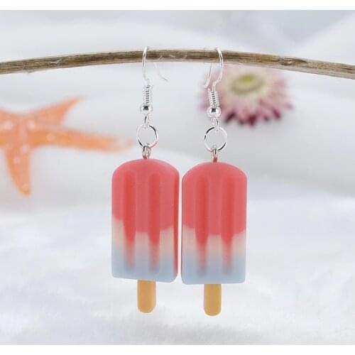 Summer Funny Cool Hit Three-Color Ice Cream Student Girls Earrings Korea DIY Handmade Creative Unique Dangle Earrings Jewelry