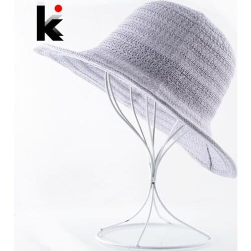 Summer Sun Hat For Women Outdoor Breathable Straw Cap Men Solid Color Floppy Hats Wide Brim Beach Cap Anti-UV Panama Hat