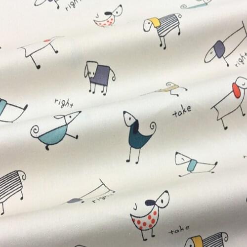 Pretty Colorful Cartoon Dog Printed Cotton Fabric quilting home decor patchwork telas cloth