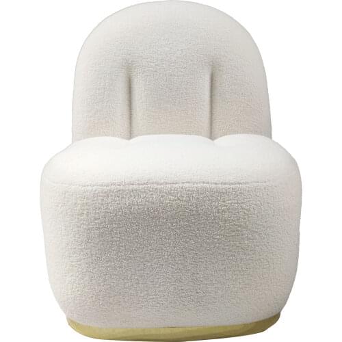 Chinafurniture modern metal legs white fabric velvet casual lounge upholstered legless single sofa chair living room chair