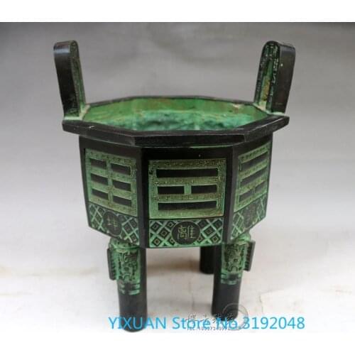 Artículos de bronce antiguos, censor de Bronce Antiguo, colección de bronce Bagua Ting, decoración de sala de estar, mueb