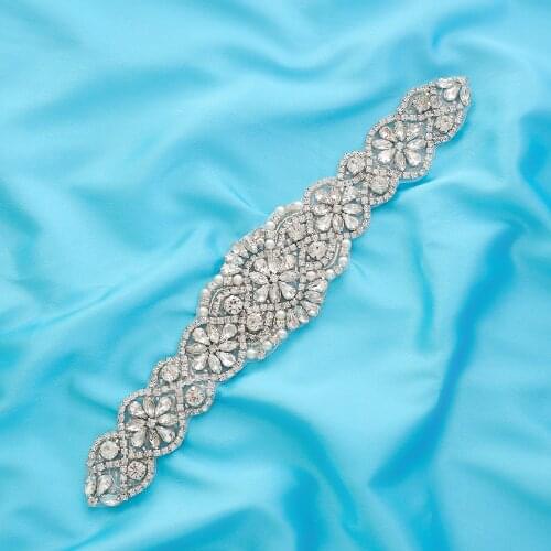 Bridal Garment Beaded Pearl Gold Handmade Wedding Dresses Wide Applique Silver Rhinestone Accessories Wholesale S155