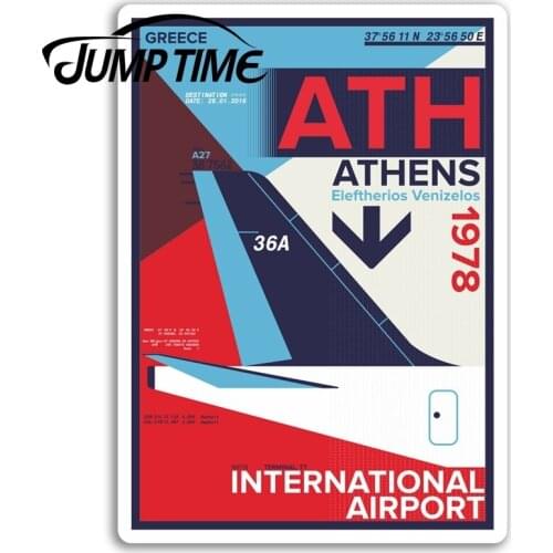 Jump Time for Athens Airport Vinyl Stickers Greece Sticker Laptop Luggage Waterproof Accessories Bumper Car Decal