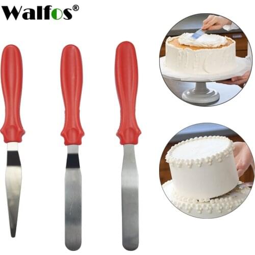 Walfos DIY Cake Cream Spread Decorating Scraper Pastry Angled Blade Spatula Wedding Valentine Baking Cooking 3Pcs/Set