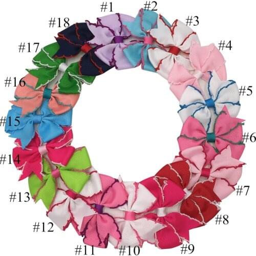 XIMA 18pcs 18Colors Hair Ribbon Bows With Clip Decorative PinWheel Bows Clips Hair Accessories