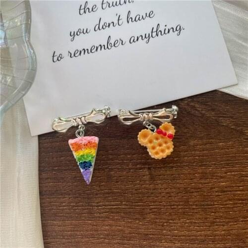 Cute Strawberry Cake Pizza Pendant Brooch For Women Girls Fashion Dessert Charms Lapel Badge Pins Bag Clothes Jewelry Gifts