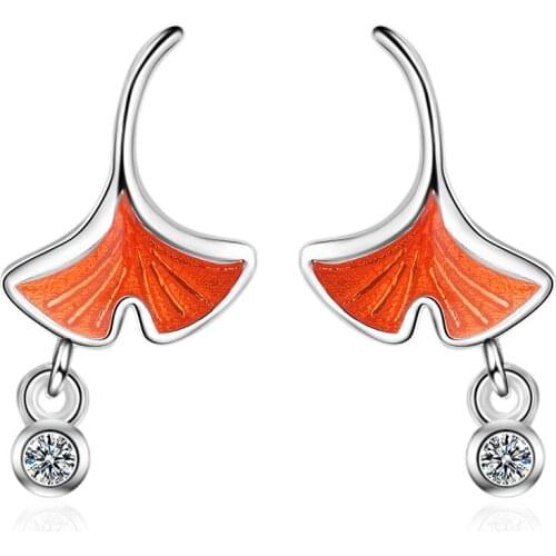 New Arrival Fashion Apricot Leaf 925 Sterling Silver Ladies`stud Earrings Jewelry For Women No Fade Wholesale Cheap Girls Gift