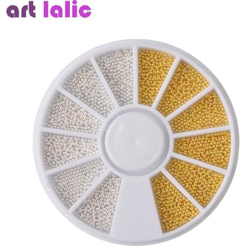 3600Pcs 3D Nail Art Steel Mini Ball Beads 0.9 mm with Wheel Silver Gold Nails Tips Decoration New