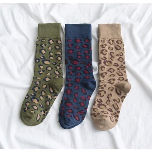 10Pairs/Lot Cotton Women Spring Winter Socks Leopard Wholesale Fashion Print Funny Heap High Solid Casual Korean Chaussettes