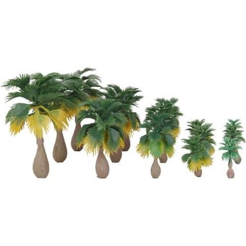 15pcs Model Palm Tree 3.5-10cm Green Train Railroad Architecture Diorama HO N Z Scale for DIY Crafts or Building Models
