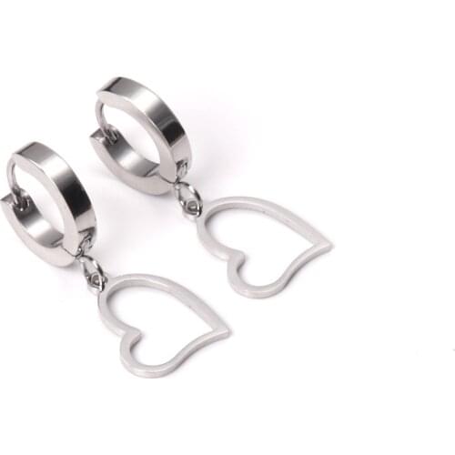 316L Stainless Steel Heart Pattern Hoop Earrings Gold/Silver Color for Women Dangle Earrings Fashion Jewelry Party Gift