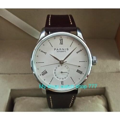 42mm PARNIS Automatic Self-Wind Mechanical movement mens watche GMT multifunction Auto Date PA13-8