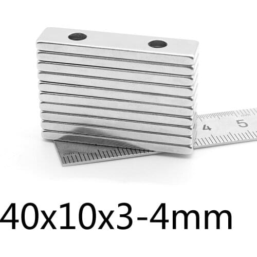 5-50PCS 40x10x3-5mm N35 Magnets Countersunk Holes 5mm Long Sheet Permanent Magnetic 40*10*3-5mm Neodymium Magnet