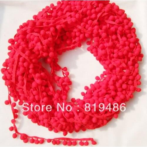 5Yards/lot red color cute PomPom fringe trim draper ball Accessories sew 0.8" ball