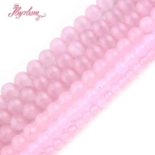 6,8,10mm Smooth Light Pink Round Cat Eye Loose Beads Ball Natural Stone Beads For DIY Necklace Bracelat Jewelry Making Str 15"