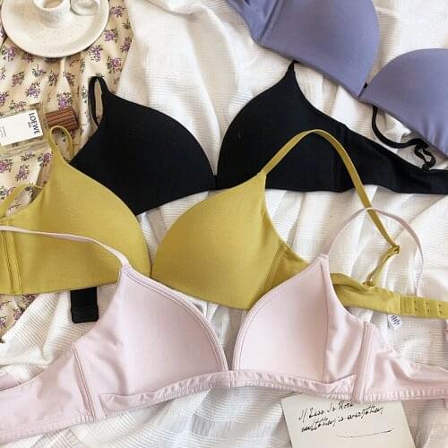 Only A Bra,Comfortable Bralette Wire Free Modal Cotton Underwear Triangle Cup Bra Gather Fashion Girl Intimates Simple Lingerie