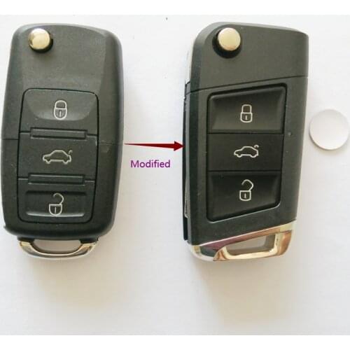With Logo Modified 3 Button Filp Remote Key Shell Car Key Case For VW Golf 4 5 Passat B5 B6 Polo Touran For Seat For Skoda Key