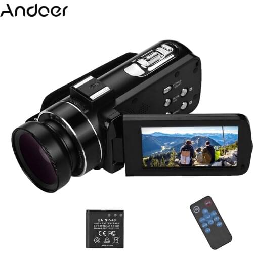 Andoer 4K Ultra HD Digital Video Camera Camcorder Handheld DV with 0.45X Wide Angle Lens 3.0 Inch IPS Monitor Burst Shooting