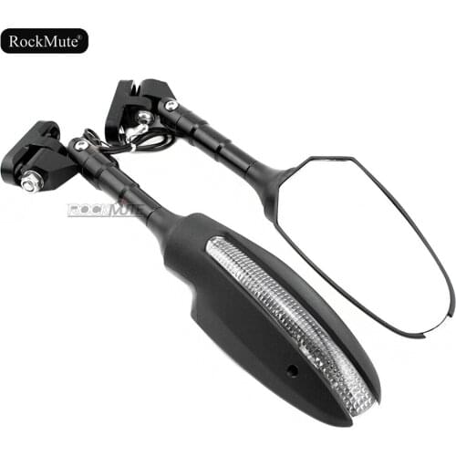 For YAMAHA YZF-R1 YZF R1 2009-2014 Motorcycle Adjustable Side Rear View Mirror LED Turn Signal Rearview Mirrors
