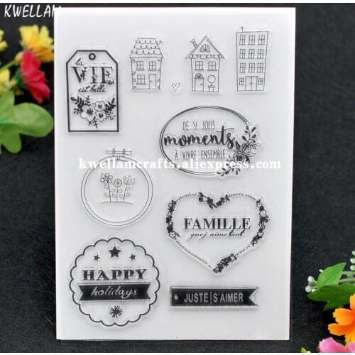French FAMILLE A VIVRE ENSEMBLE Heart Scrapbook DIY photo cards rubber stamp clear stamp transparent stamp 11x16cm KW7122244