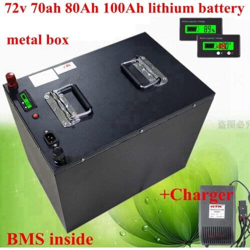 GTK 72v 70Ah 80Ah 100Ah 120Ah lithium battery metal case box electric vehicle Scooter 72v 5000w 7000w 9000w motor + 10A charger
