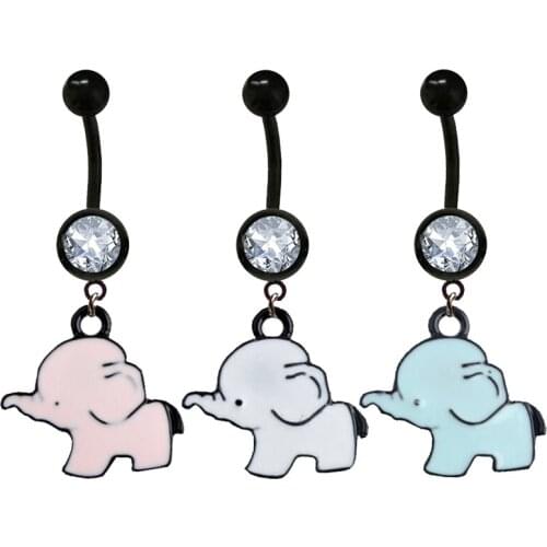 2020 Elephant Belly Button Rings Stainless Steel Surgical Piercing Sexy Body Jewelry for Women Animal Navel Piercing Accessories